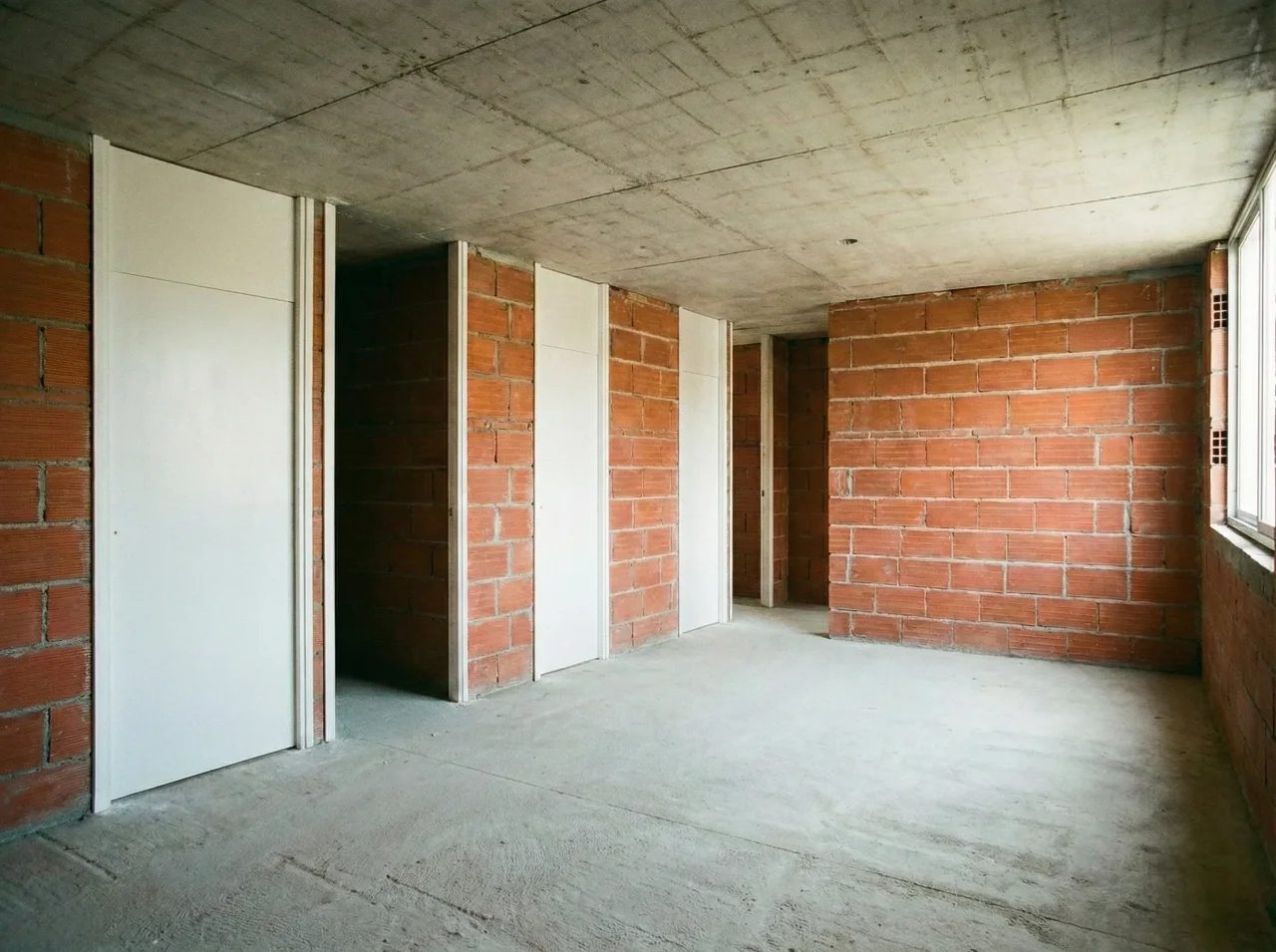 Detalle de puerta entamborada para vivienda VIS en obra negra